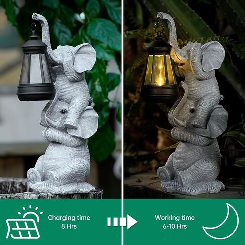 Solar Elephant Garden Statue with LED Lights - Waterproof Outdoor Decor for Patio, Yard, Balcony - Unique Elephant Gifts for Women, Mom, Grandma - Birthday, Mother’s Day, Housewarming Gift in Saudi Arabia