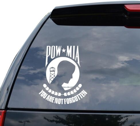 POW MIA Soldier Not Forgotten Decal Sticker Car Truck Motorcycle Window Bumper Laptop Wall Decor - Size (05 inch / 13 cm Tall) - Color (Gloss White) in Saudi Arabia