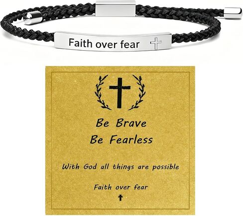 72ore Faith Over Fear Bracelet Bible Bracelets Be Brave Be Fearless Jesus Verse Christian Bracelet For Men Women Gifts in Saudi Arabia