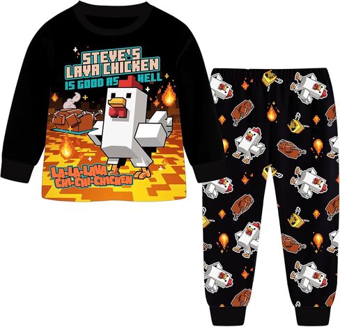 Boys Pajama Set Steve's Lava Chicken Kids Long Sleeve Pyjamas Cartoon Sleepwear for Kids Nightwear Pjs Set in Saudi Arabia