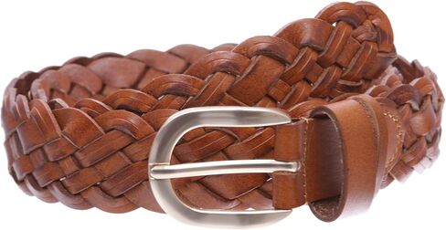 Women's 1 1/2" (38mm) Braided Woven Vintage Cowhide Full Grain Leather Belt in Saudi Arabia