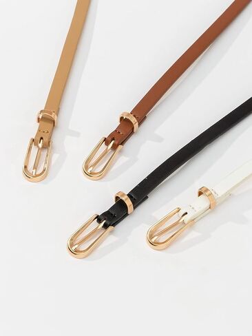 Leather Belts for Women, Set of 4 Stylish Gold Pin Buckle Belt for Jeans, Fashion Gift for Birthday Christmas Mother's Day in Saudi Arabia