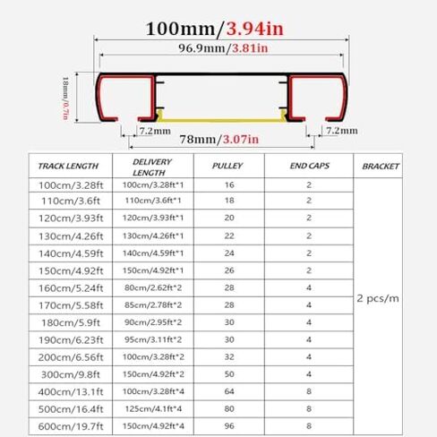 Double Row Curtain Track Silent Heavy Duty Drop Ceiling for Curtains-Room Divider,Double Ceiling Curtain Track Set - 10.2FT Black Double Rail System for Room Privacy, Ceiling Mount Curtain T in Saudi Arabia