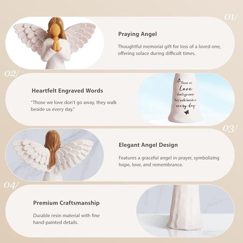 Sympathy Gifts for Loss of Loved One, 6" Handcrafted Memorial Angel Figurine, Memorial Gifts for Loss of Mom Dad, Condolences Bereavement Remembrance in Memory of Loved One Gift in Saudi Arabia