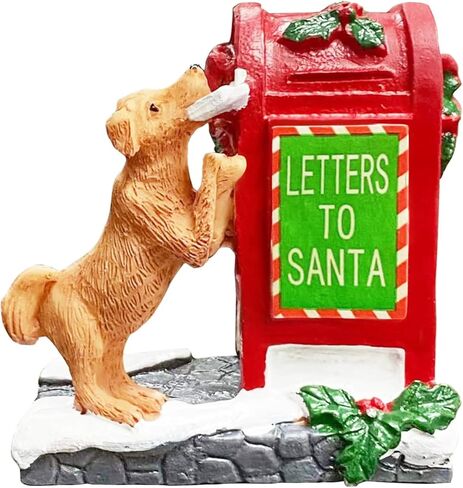 Decorative Christmas Village Accessories for Collection, Resin Dog Mailbox Animal Ornament 2.4 Inch, Cute Doggy Statues Villages Sets Decor Indoor in Saudi Arabia