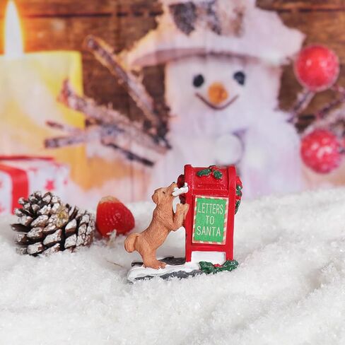 Decorative Christmas Village Accessories for Collection, Resin Dog Mailbox Animal Ornament 2.4 Inch, Cute Doggy Statues Villages Sets Decor Indoor in Saudi Arabia