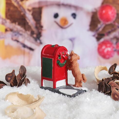 Decorative Christmas Village Accessories for Collection, Resin Dog Mailbox Animal Ornament 2.4 Inch, Cute Doggy Statues Villages Sets Decor Indoor in Saudi Arabia