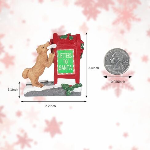 Decorative Christmas Village Accessories for Collection, Resin Dog Mailbox Animal Ornament 2.4 Inch, Cute Doggy Statues Villages Sets Decor Indoor in Saudi Arabia