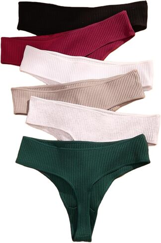 XI LIU 6 Pack Cotton Thongs for Women Comfortable Breathable Seamless Thongs for Women Soft Womens Panties in Saudi Arabia