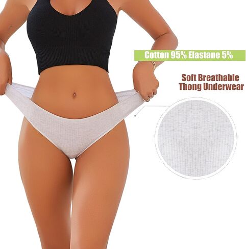 XI LIU 6 Pack Cotton Thongs for Women Comfortable Breathable Seamless Thongs for Women Soft Womens Panties in Saudi Arabia