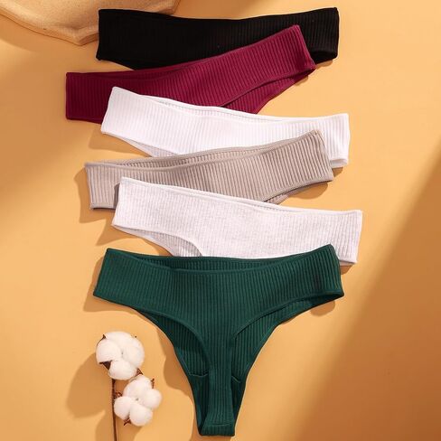 XI LIU 6 Pack Cotton Thongs for Women Comfortable Breathable Seamless Thongs for Women Soft Womens Panties in Saudi Arabia