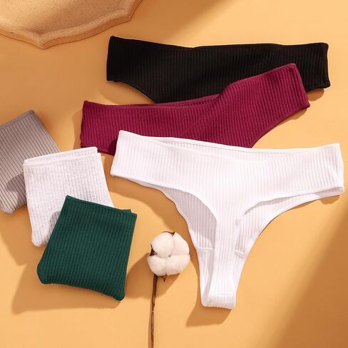 XI LIU 6 Pack Cotton Thongs for Women Comfortable Breathable Seamless Thongs for Women Soft Womens Panties in Saudi Arabia