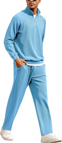 COOFANDY Men's Tracksuit 2 Piece Relaxed Fit Half-zip Sweatsuits Athletic Running Jogging Suit Sets in Saudi Arabia