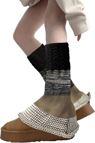 SherryDC Women Flared Leg Warmers Japanese Style Y2k Long Kawaii Knit Socks Gothic Harajuku Leg Cover Stockings in Saudi Arabia