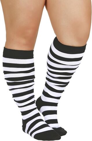 Zando Striped Plus Size Womens Thigh High Socks Thigh Highs Over The Knee Socks Thick Thighs Long Leg Warmer Halloween in Saudi Arabia