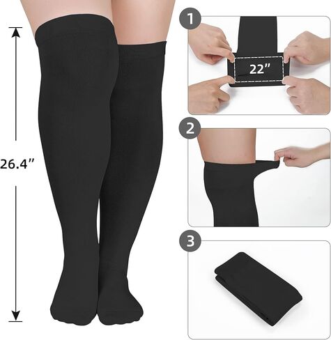 Zando Striped Plus Size Womens Thigh High Socks Thigh Highs Over The Knee Socks Thick Thighs Long Leg Warmer Halloween in Saudi Arabia