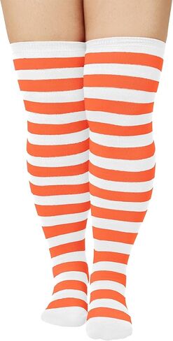 Zando Striped Plus Size Womens Thigh High Socks Thigh Highs Over The Knee Socks Thick Thighs Long Leg Warmer Halloween in Saudi Arabia