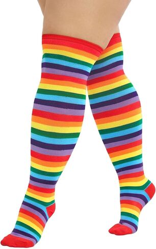 Zando Striped Plus Size Womens Thigh High Socks Thigh Highs Over The Knee Socks Thick Thighs Long Leg Warmer Halloween in Saudi Arabia