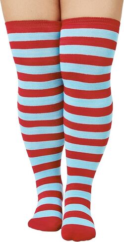 Zando Striped Plus Size Womens Thigh High Socks Thigh Highs Over The Knee Socks Thick Thighs Long Leg Warmer Halloween in Saudi Arabia