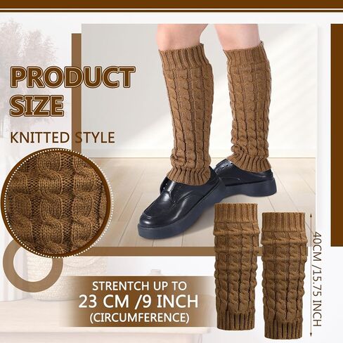 Geyoga 4 Pairs Wome Winter Fleece Lined Leg Warmers Knit Warm Long Leg Knit Thick Boot Socks for Skating Walking in Saudi Arabia