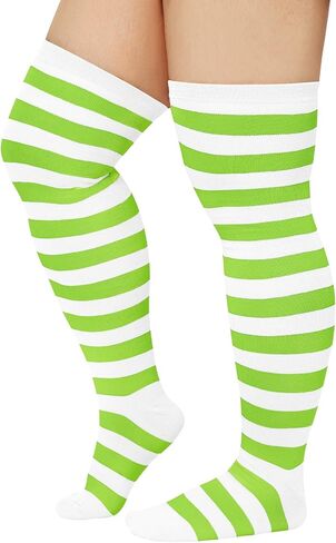 Zando Striped Plus Size Womens Thigh High Socks Thigh Highs Over The Knee Socks Thick Thighs Long Leg Warmer Halloween in Saudi Arabia