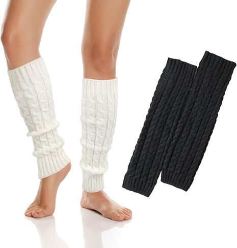 2/3 Pairs Leg Warmers for Women Girls Winter Knitted Leg Warmers Ladies, Fashion Warm Long Boot Socks for 80s Party in Saudi Arabia