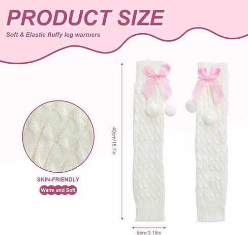 Y2K Leg Warmer Cutecore Accessory Cutecore Leg Warmers for Women Girls, Clothes with Pom Poms Kawaii Leg Socks in Saudi Arabia