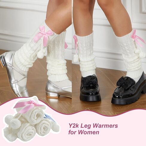 Y2K Leg Warmer Cutecore Accessory Cutecore Leg Warmers for Women Girls, Clothes with Pom Poms Kawaii Leg Socks in Saudi Arabia