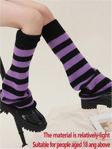 WDIRARA Women's Striped Leg Warmers Winter Soft Knit Long Boot Socks Harajuku Accessories in Saudi Arabia