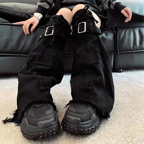 Kawaii Denim Leg Warmers Japanese Harajuku Lolita Y2K Leg Covers Jeans Stockings Punk Gothic Long Leg Sleeve in Saudi Arabia