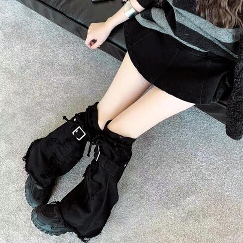 Kawaii Denim Leg Warmers Japanese Harajuku Lolita Y2K Leg Covers Jeans Stockings Punk Gothic Long Leg Sleeve in Saudi Arabia