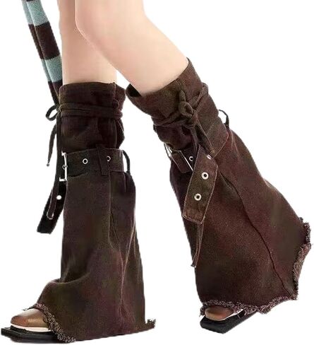 Kawaii Denim Leg Warmers Japanese Harajuku Lolita Y2K Leg Covers Jeans Stockings Punk Gothic Long Leg Sleeve in Saudi Arabia