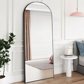 PexFix Arched Full Length Mirror Standing Mirror Arched Floor Mirror, Wall Mirror Standing, Leaning Hanging for Home and Office, 65"x22", Black