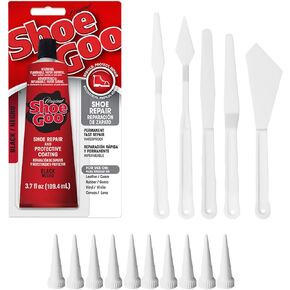 Shoe Goo Black Shoe Repair Adhesive Bundle: Includes 10 Snip Tip Applicators and a Set of 5 Plastic Spreader Tools by 203Brands to Provide Optimal Spread on Any Given Angle or Surface