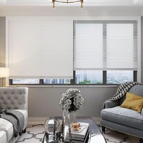 Changshade Cordless 1" Vinyl Horizontal Mini Blinds with Tilt Wand, Light Filtering Blinds & Shade for Windows,36 inches Wide, White, BLD36WT64A