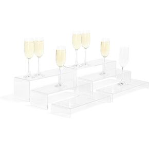 Red Co. 2-Pack Set of 3 (4", 3", 2") Acrylic Rectangular Step Shelf Display Stand Risers, White in Saudi Arabia
