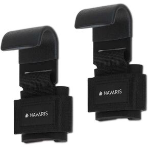 Navaris Weight Lifting Hook Straps - Pair of Weightlifting Wrist Support Straps with Hooks - Neoprene Wrist Grips for Deadlifts, Chin Ups, Training