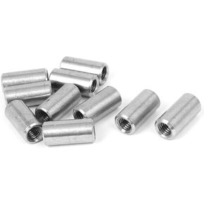 uxcell a16050300ux0578 M8x1.25mm Threaded Sleeve Rod Bar 304 Stainless Steel Round Connector Nuts 10pcs