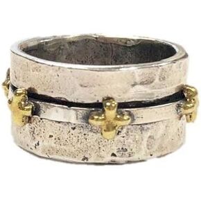 Waxing Poetic Faith Sterling Silver and Brass Spinner Cross Ring