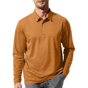 MIER Men's Quick Dry Polo Shirts Long Sleeve Polyester Casual Golf Shirts Soft Collared Shirts