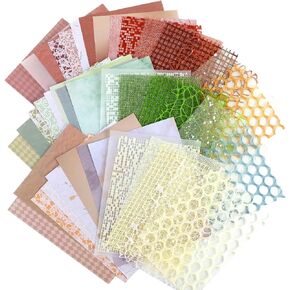 HLTOO 45 Sheets Handmade Scrapbook Paper, Craft Textured Decorative Paper, Snow Mesh Fabric Supplies Craft Kits, for Junk Journals, Wall Art Decor, Album, Picture Frames, 5.1 Inch x 7.1 Inch