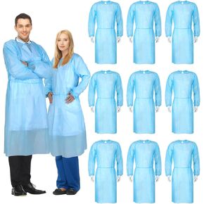 150 Pack Disposable Isolation Gowns PPE Gowns Disposable Bulk Fully Closed Double Tie Back Elastic Cuffs for Home Isolation, Labs, Dental, Beauty Agencies, Tattoo Practices, Unisex (Blue) in Kuwait