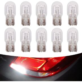 Crynod Pack-10 T20 1891/7443 Car Brake Lights Bulb, Waterproof Double-wire Vehicle Turn Signal Light Bulbs Replacement Kit, Universal Automotive Lighting Accessories (White Light)