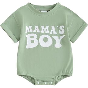 Socutebabe Newborn Infant Baby Boy Summer Outfit Mamas Boy Baby Clothes Boy Oversized Romper Shirts Short Sleeve Jumpsuit