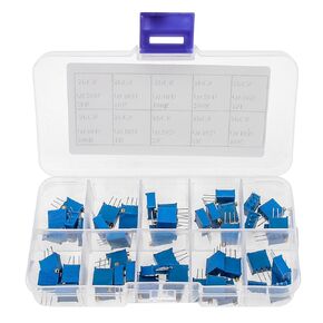 DiGiYes 10 Values 50Pcs 3296W Variable Resistor 500 to 1000K Ohm Multiturn Trimmer Potentiometer Kit