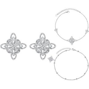 FLYOW Item Celtic Knot Stud Earrings and Item Celtic Knot Bracelet and Item Celtic Knot Anklet Bundle in Kuwait