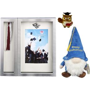 All Day Gifts Graduation 2024 Picture Frame with Tassel Holder, Grad Plush and Graduation Owl Magnet Gift Bundle - Congrats Grad Gift Set Class of 2024