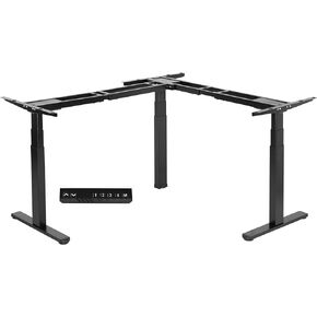 VIVO Electric Motor Height Adjustable Corner 3 Leg Standing Desk Frame, Frame Only, Sit Stand Ergonomic L Frame, Black, DESK-V130EB
