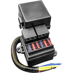Pre-Wired Fuse Relay Box Waterproof, 2 4-Pin 80A Relay Slots and 6 ATC/ATO Fuse Holder, with 2 Relays and 6 Fuses, Relay Fuse Block for Car Truck Boat RV Automotive Marine