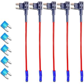 QODOLSI Pack-5 12V Car Add-a-Circuit Fuse, with 4 x 15A Inserts, TAP Adapter Mini ATM ATO Blade Fuse Holder, for Cars Trucks Boats (Black)